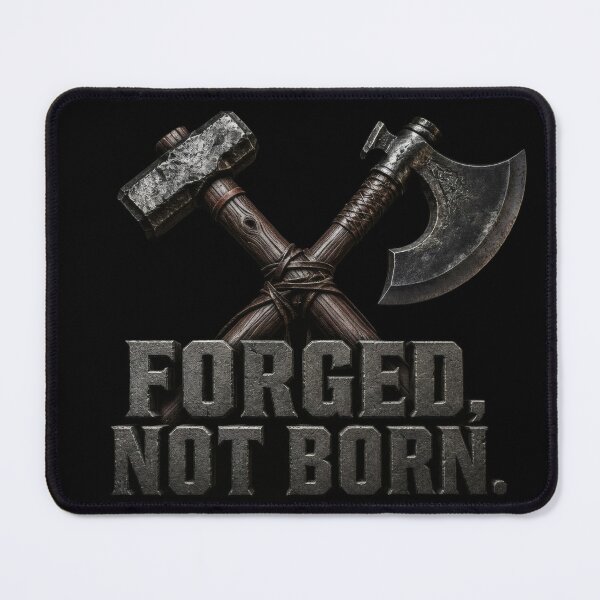 Item preview, TITLE Forged Not Born ? Medieval Hammer Axe Art | Viking Warrior Motivation | Dark Aesthetic Hardwork Design | Bold Stone Typography Gift ? designed and sold by Abhi0.