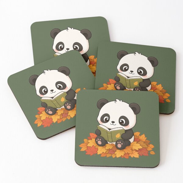 Item preview, Cute Panda Reading Book Kawaii Autumn Cozy Illustration designed and sold by Seculinator.