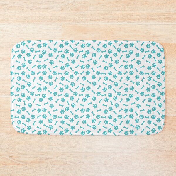 Item preview, White And Aqua Dog Paw And Bone Pattern designed and sold by pattern-archive.