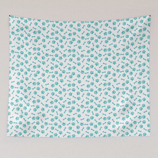 Item preview, White And Aqua Dog Paw And Bone Pattern designed and sold by pattern-archive.