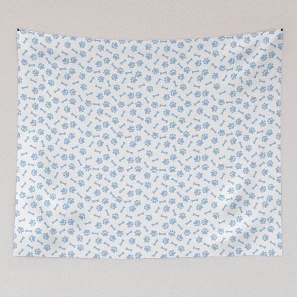 Item preview, White And Baby Blue Dog Paw And Bone Pattern designed and sold by pattern-archive.