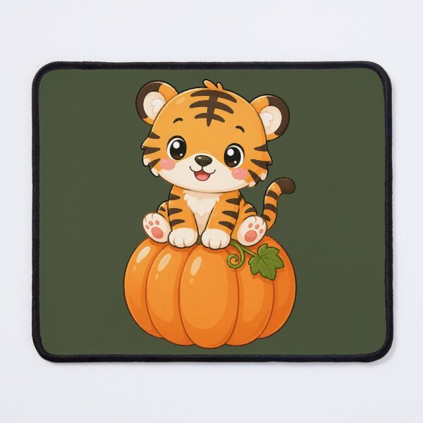 Item preview, Cute Tiger Sitting On Pumpkin Kawaii Autumn Illustration designed and sold by Seculinator.