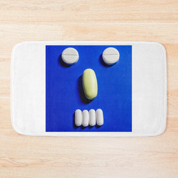 Item preview, Creative Medicine Face Made From Pills On Blue Background Representing Health Concept And Medication Emotion designed and sold by Nmallia.
