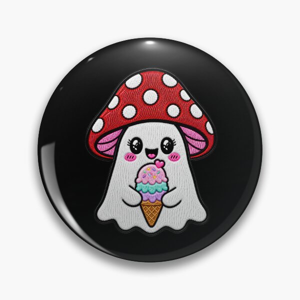 Item preview, Cute Ghost Ice Cream Kawaii Embroidery Patch Design Mushroom Boo designed and sold by ColorSplash123.
