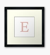White Basic Rose Gold Monogram E Framed Print