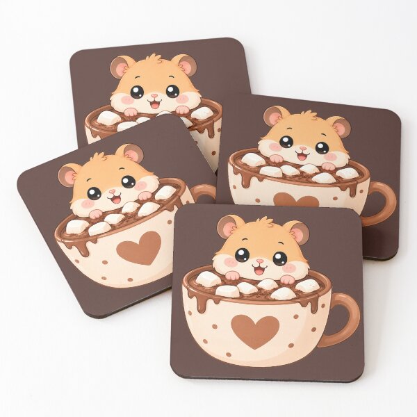 Item preview, Cute Hamster Relaxing In Hot Cocoa Kawaii Illustration designed and sold by Seculinator.