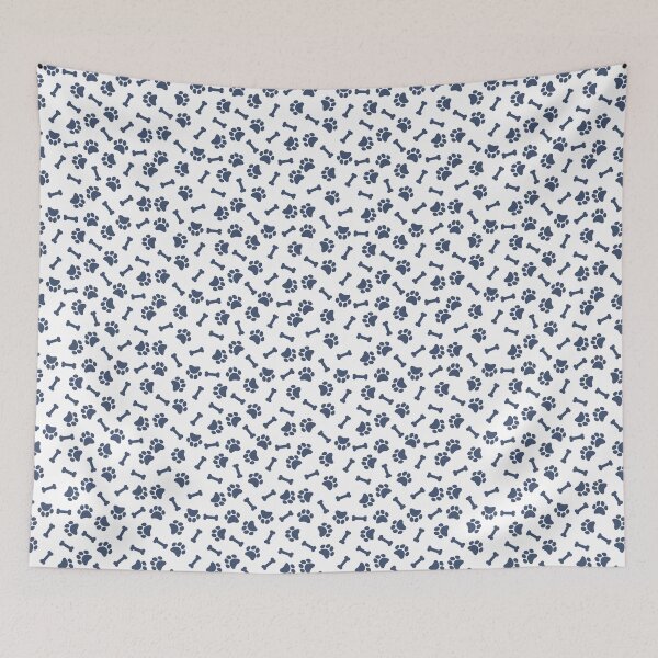 Item preview, White And Blue Dog Paw And Bone Pattern designed and sold by pattern-archive.