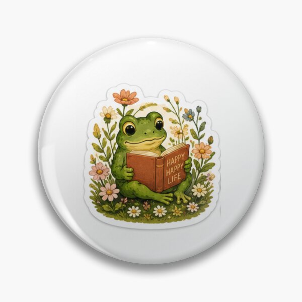 Item preview, Happy Life Reading Frog Sticker designed and sold by AtlasPixel.
