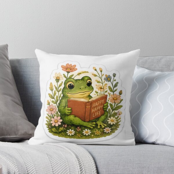 Item preview, Happy Life Reading Frog Sticker designed and sold by AtlasPixel.