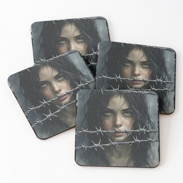 Item preview, Behind the Wire – Dark Surreal Portrait Art designed and sold by halibutgoatramb.