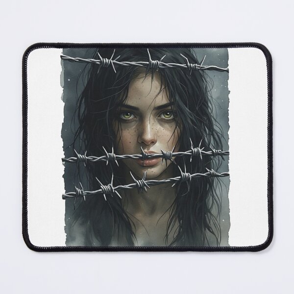 Item preview, Behind the Wire – Dark Surreal Portrait Art designed and sold by halibutgoatramb.