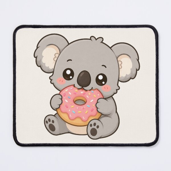 Item preview, Cute Koala Holding Pink Donut Kawaii Dessert Illustration designed and sold by Seculinator.