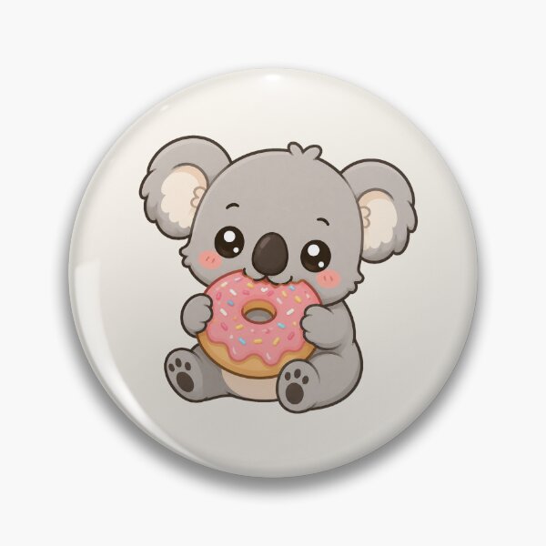 Item preview, Cute Koala Holding Pink Donut Kawaii Dessert Illustration designed and sold by Seculinator.