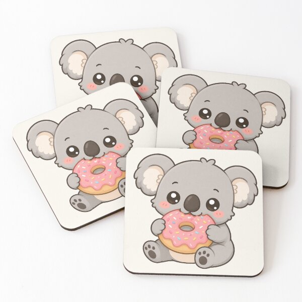 Item preview, Cute Koala Holding Pink Donut Kawaii Dessert Illustration designed and sold by Seculinator.