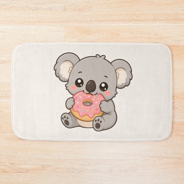Item preview, Cute Koala Holding Pink Donut Kawaii Dessert Illustration designed and sold by Seculinator.