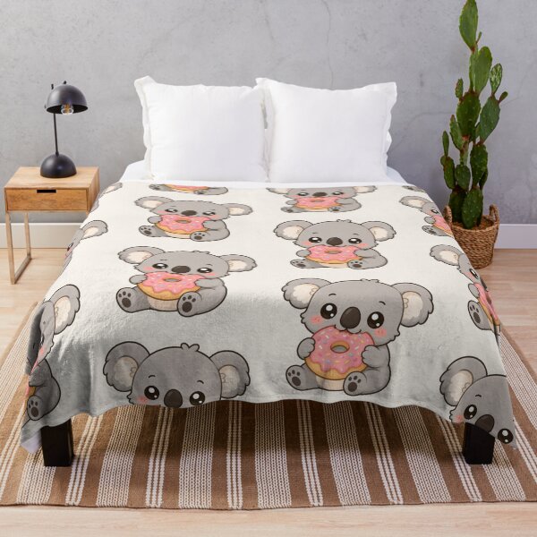 Item preview, Cute Koala Holding Pink Donut Kawaii Dessert Illustration designed and sold by Seculinator.