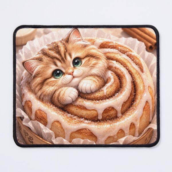 Item preview, Cinnamon Roll Cat Cozy Bakery Gift designed and sold by Moody Vibes Studio.