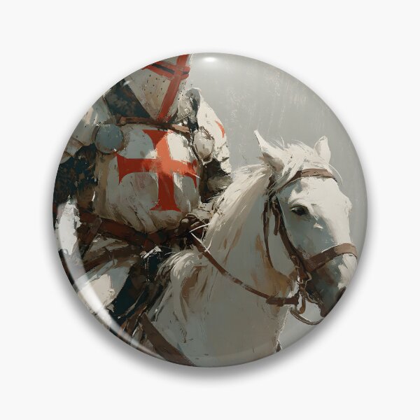 Item preview, Crusader Knight Templar on White Horse Medieval Castle Illustration designed and sold by GrinGalore.