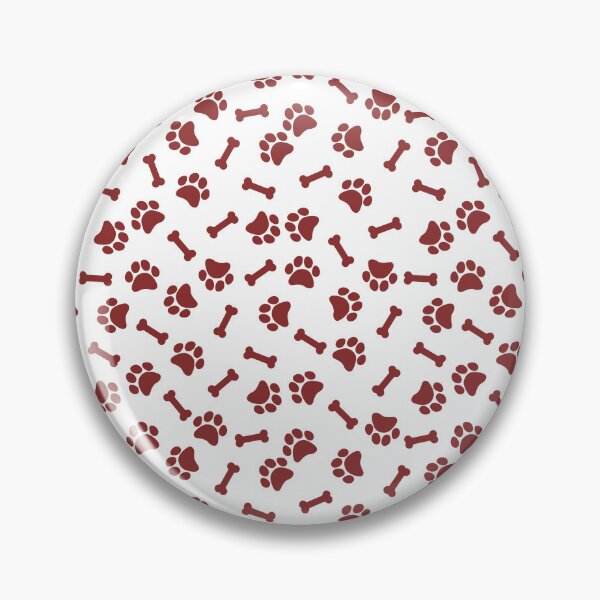 Item preview, White And Brick Red Dog Paw And Bone Pattern designed and sold by pattern-archive.