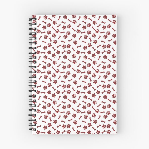 Item preview, White And Brick Red Dog Paw And Bone Pattern designed and sold by pattern-archive.