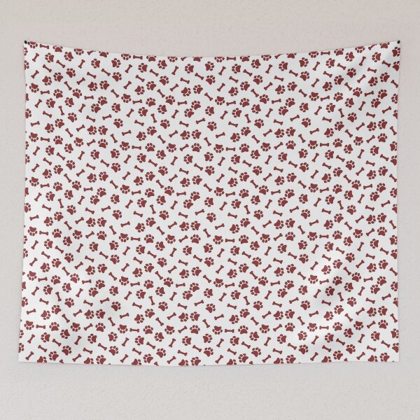Item preview, White And Brick Red Dog Paw And Bone Pattern designed and sold by pattern-archive.
