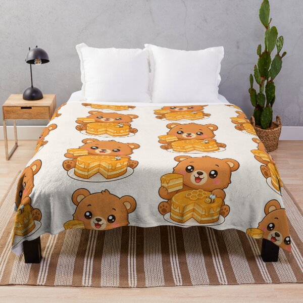 Item preview, Cute Bear Enjoying Honey Cake Kawaii Dessert Illustration designed and sold by Seculinator.