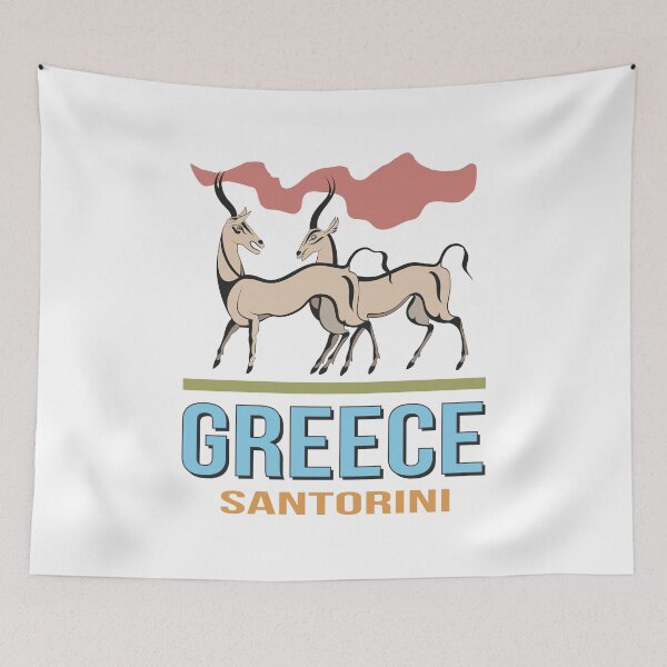 Item preview, Fresco antelopes in Santorini Island - Greece designed and sold by portokalis.