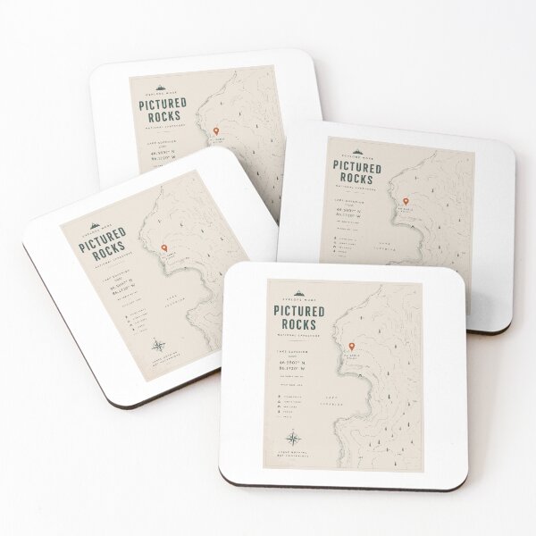 Item preview, Pictured Rocks National Lakeshore Topographic Map Art | Michigan Hiking Adventure Print designed and sold by Nubrixa-Studio.