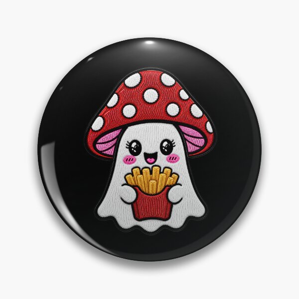 Item preview, Cute Ghost Fries Kawaii Embroidery Patch Design Mushroom Boo designed and sold by ColorSplash123.
