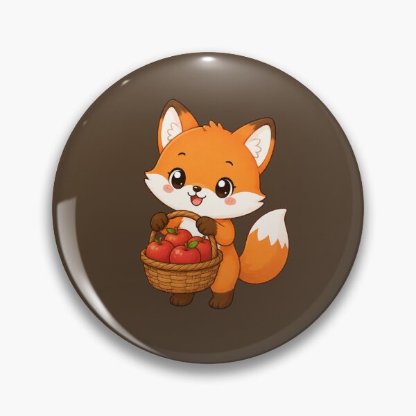 Item preview, Cute Fox Holding Apple Basket Kawaii Autumn Illustration designed and sold by Seculinator.
