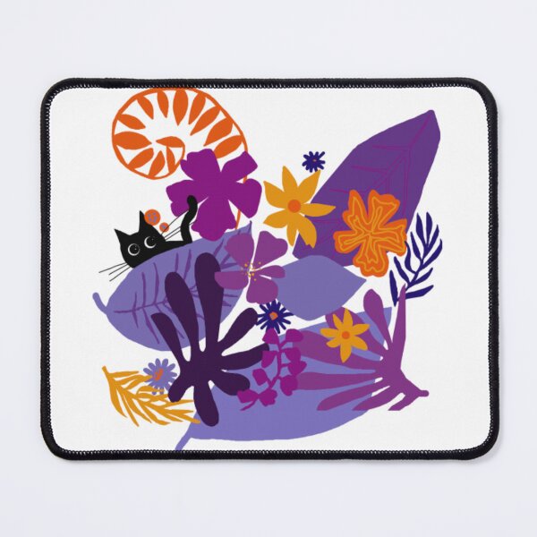 Item preview, Black Cat Peeking In Purple Jungle Garden designed and sold by destanyavery.