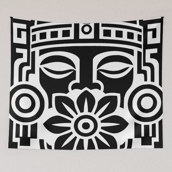 Item preview, Sacred Bloom BLACK - Psychedelic Inca Mask -  Tribal Festival Art designed and sold by UndergroundRavers.
