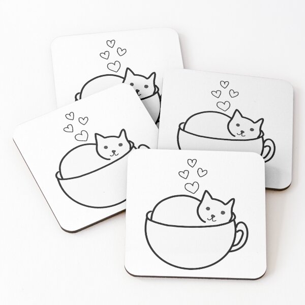 Item preview, Coffee cat in a cup, minimalist animal illustration designed and sold by LeshanArt.