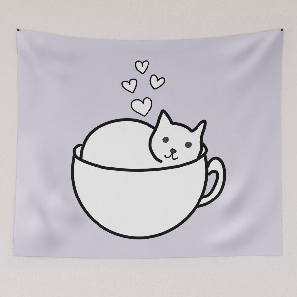 Item preview, Coffee cat in a cup, minimalist animal illustration designed and sold by LeshanArt.