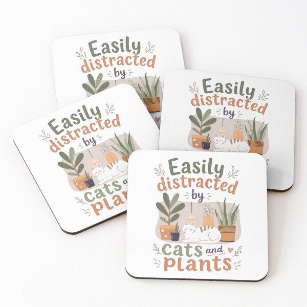 Item preview, Easily Distracted By Cats And Plants Cat Lover Plant Owner Feline Gardening designed and sold by JonesFlora2025.