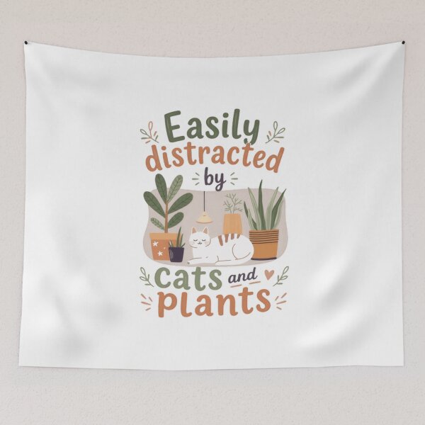 Item preview, Easily Distracted By Cats And Plants Cat Lover Plant Owner Feline Gardening designed and sold by JonesFlora2025.