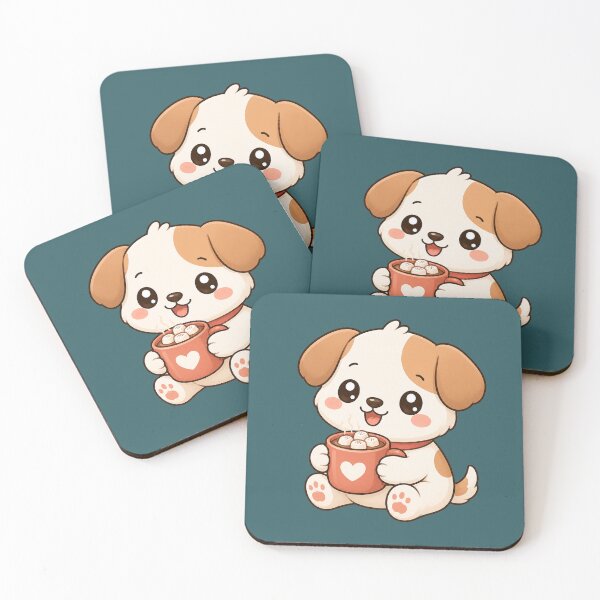 Item preview, Cute Puppy Holding Hot Cocoa Kawaii Cozy Illustration designed and sold by Seculinator.