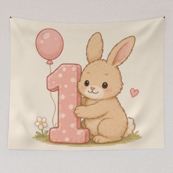 Item preview, One Year Old Birthday Bunny designed and sold by MellowMunchkins.