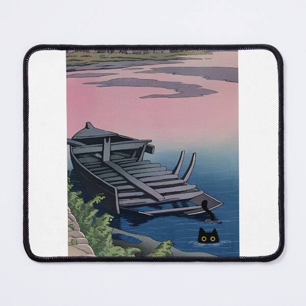 Item preview, Kawase Hasui Artist - A cat in the evening glow at Dodoki, designed and sold by PurrfectHome.