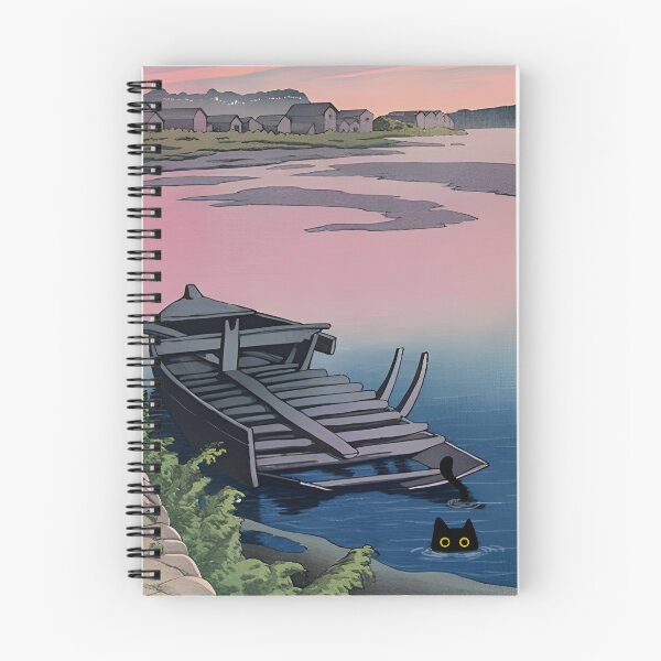 Item preview, Kawase Hasui Artist -  A cat in the evening glow at Dodoki,  designed and sold by PurrfectHome.