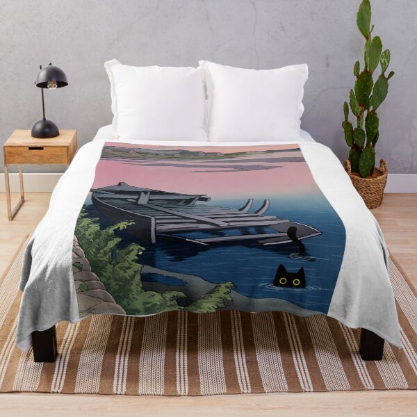 Item preview, Kawase Hasui Artist - A cat in the evening glow at Dodoki, designed and sold by PurrfectHome.
