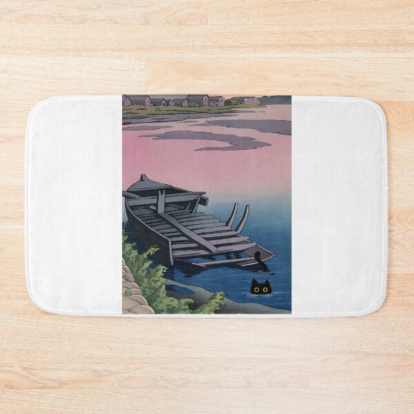 Item preview, Kawase Hasui Artist -  A cat in the evening glow at Dodoki,  designed and sold by PurrfectHome.