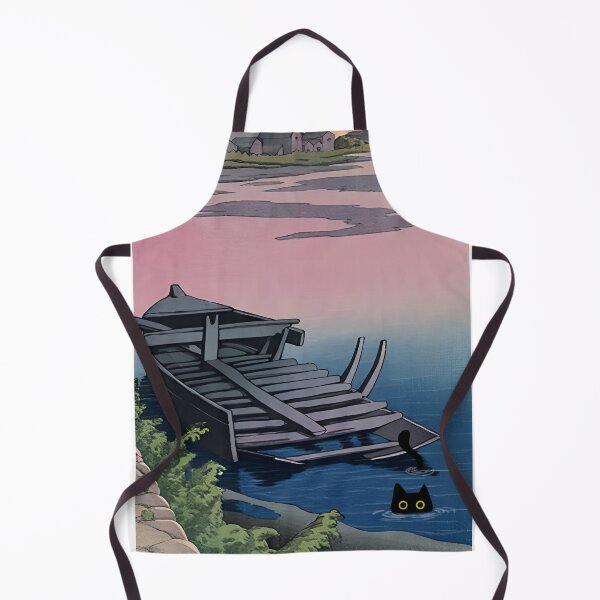 Item preview, Kawase Hasui Artist -  A cat in the evening glow at Dodoki,  designed and sold by PurrfectHome.