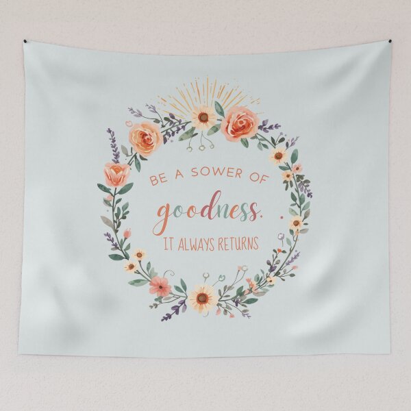 Item preview, Be a Sower of Goodness Floral Wreath Inspirational Quote designed and sold by GoGreenlove.