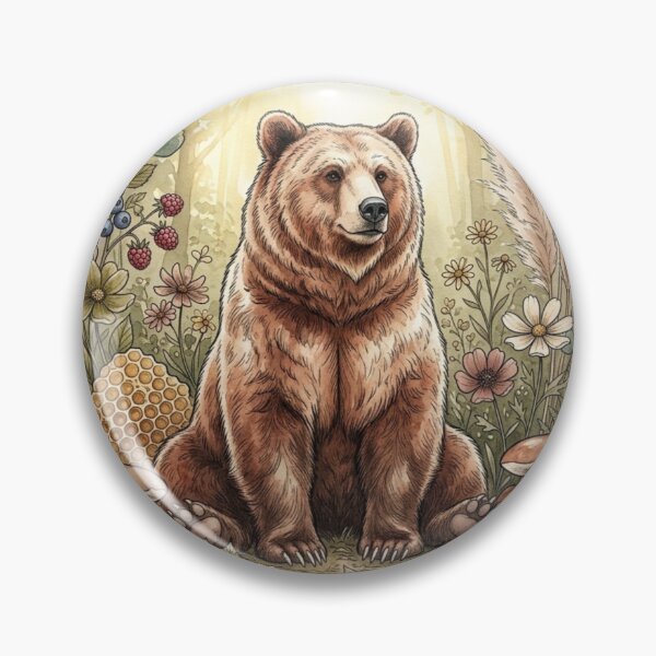 Item preview, Boho Brown Bear with Wild Berries designed and sold by lstaford.
