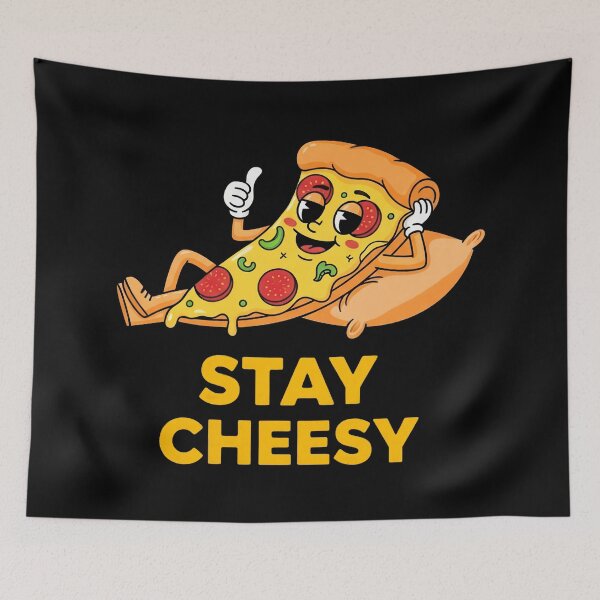 Item preview, Stay Cheesy Funny Vintage Cartoon Pizza Slice designed and sold by DigitalArtx-com.