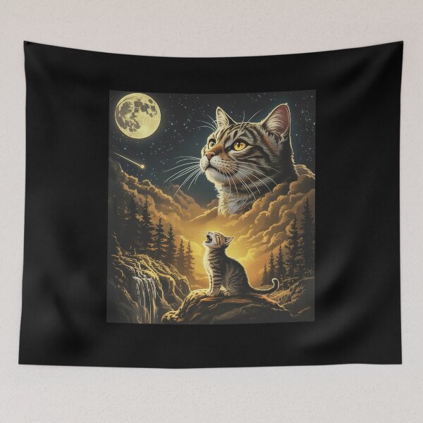 Item preview, Cat Howling to the Moon Vintage Meme designed and sold by Hedoraxe.