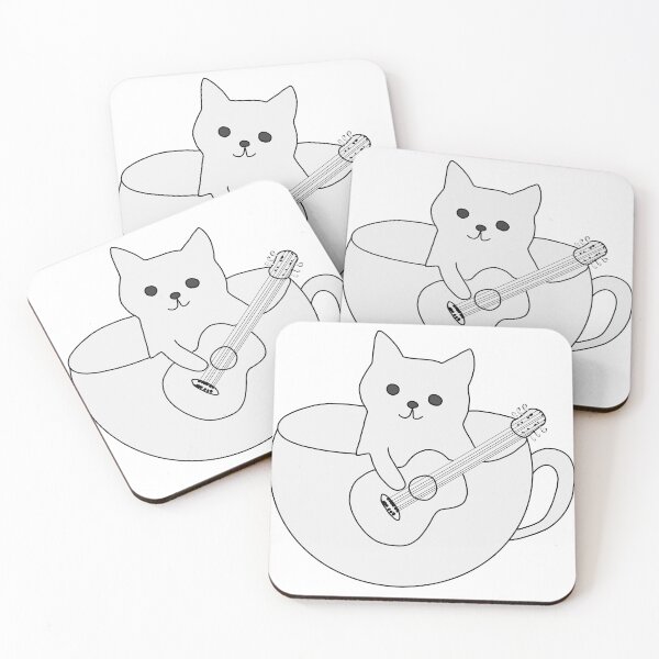 Item preview, Cute Guitarist Cat in a Coffee Cup - Acoustic Music Lover Gift designed and sold by LeshanArt.