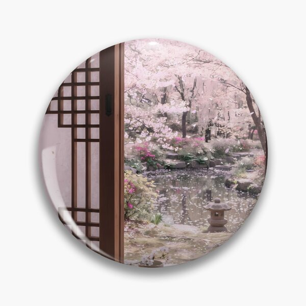 Item preview, Korean Spring Hanok View with Cherry Blossoms designed and sold by SOOstudio73.
