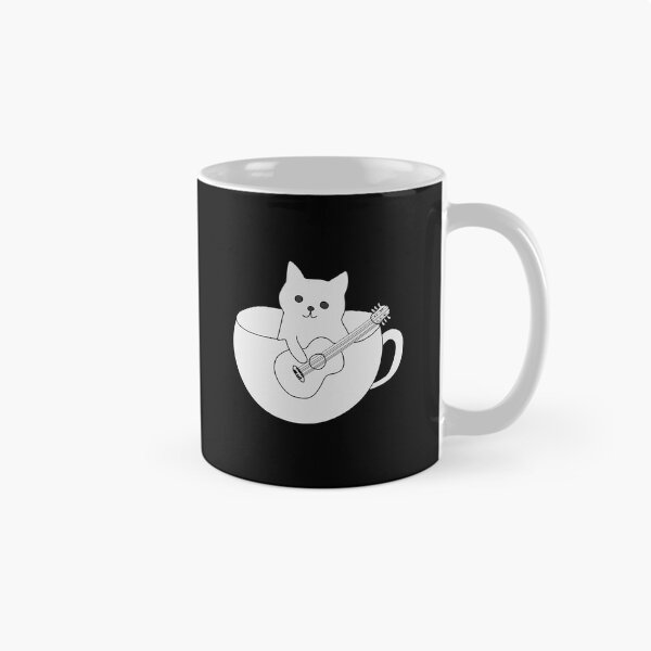Item preview, Cute Guitarist Cat in a Coffee Cup - Acoustic Music Lover Gift designed and sold by LeshanArt.